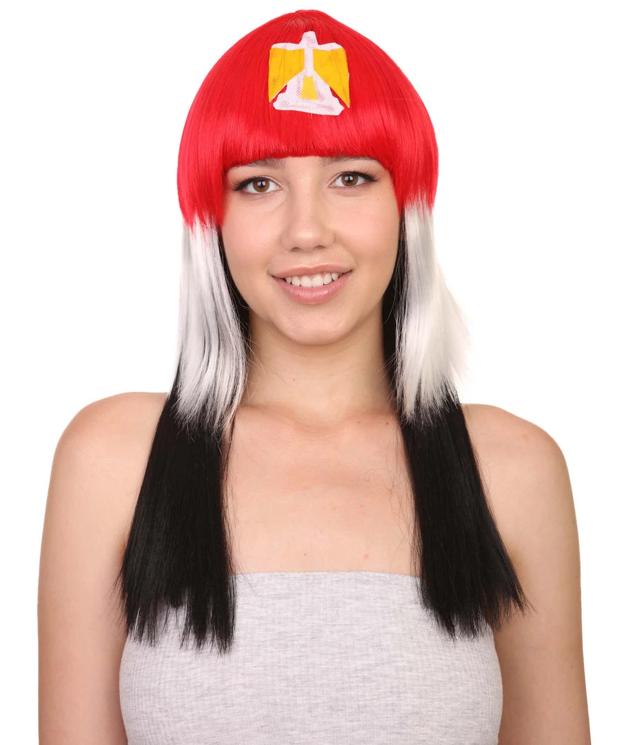 FLAGWIGS Egypt Flag Sport Party Long Bob Wig | Mid Eastern Traditional Halloween Wig | Premium Breathable Capless Cap