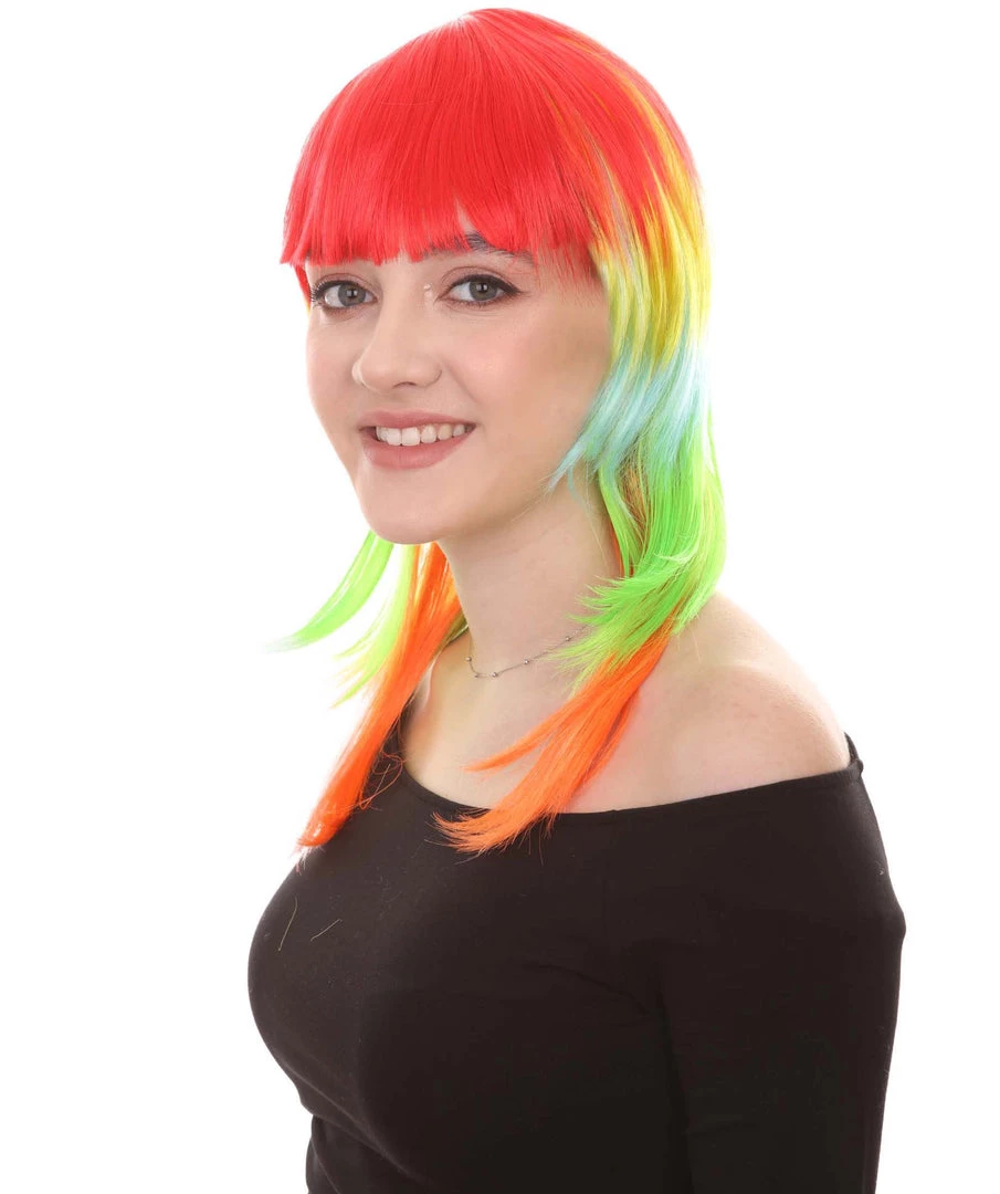 HPO Multicolor Womens Wig | Party Ready Fancy Cosplay Halloween Wig | Premium Breathable Capless Cap
