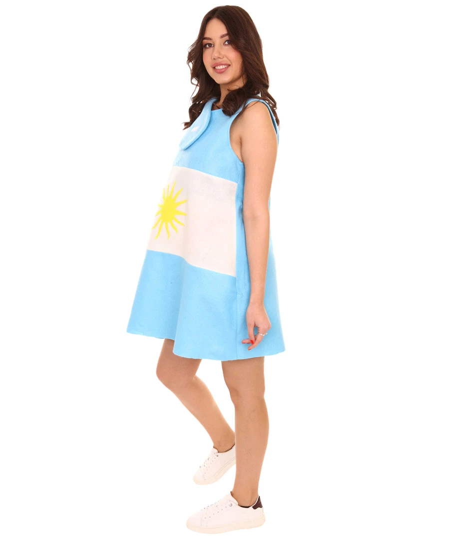 FLAGWIGS Adult Women's Argentina Flag Trolls Dress Sport Costume | Patriotic Cosplay Costume