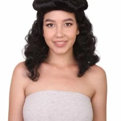HPO Womens Pin Up Wig | Black Party Ready Fancy Cosplay Halloween Wig | Premium Breathable Capless Cap