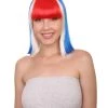 FLAGWIGS Iceland Flag Sport Party Bob Wig | National Pride Red White Blue Wig | Premium Breathable Capless Cap Women's
