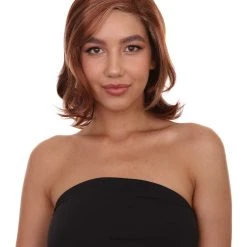 HPO Natural Brown Womens Wig | TV/Movie Short Brown Fancy Cosplay Halloween Wig | Premium Breathable Capless Cap