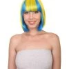 FLAGWIGS Sweden Flag Sport Party Bob | Yellow Sky Blue Sexy Cosplay Party Halloween Wig | Premium Breathable Capless Cap