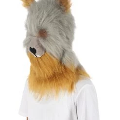 Women's HPO Grey And Brown Squirrel Wig With Mask - Long Synthetic Fibers | Premium Breathable Capless Cap