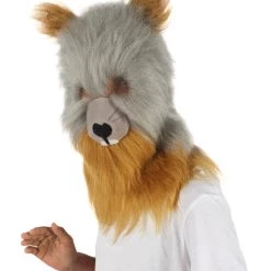 Women's HPO Grey And Brown Squirrel Wig With Mask - Long Synthetic Fibers | Premium Breathable Capless Cap
