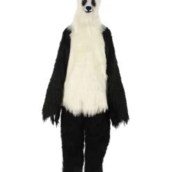 HPO White And Black Panda Costume With Wig & Mask - Long Breathable Synthetic Fibers Bundle