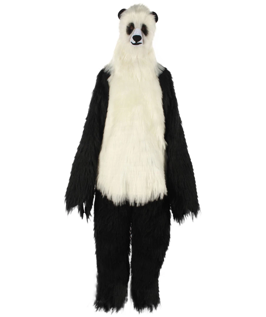 HPO White And Black Panda Costume With Wig & Mask - Long Breathable Synthetic Fibers Bundle