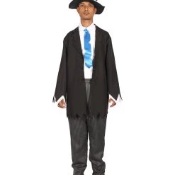 HPO Adult Men's Gothic Zombie Scary Costume | Black Halloween Costume