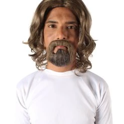 HPO Adult Men's Dark Brown The Dude Big Lebowski Wig & Beard Kit