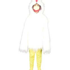 Men's HPO White Chicken Costume With Mask - Long Synthetic Fibers