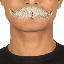 HPO Men's HandLebar Style Moustache Set | White Cosplay Facial Hair