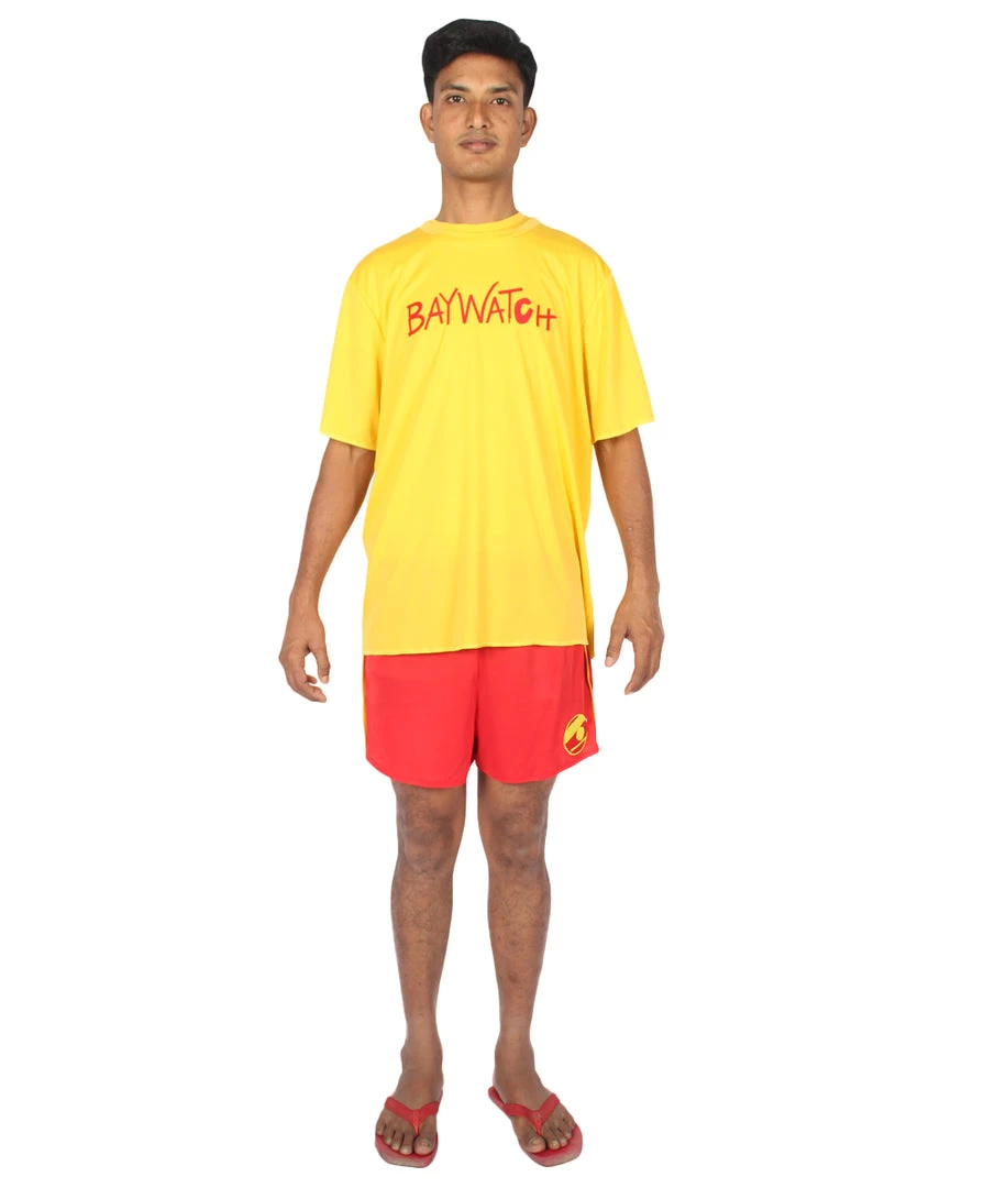 HPO Adult Men's Lifeguard TV/Movie Costume | Red & Yellow Cosplay Costume