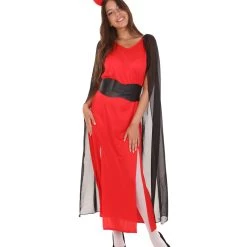 HPO Adult Women's Devil Fancy Dress Scary Costume | Red & Black Halloween Costume