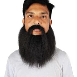 HPO Men's Synthetic Hair Long Beard Cosplay Facial Hair Multiple Color Options