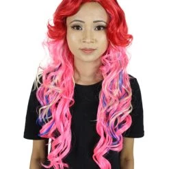 HPO Men's Red-Pink Womens Wig | Character Cosplay Halloween Wig | Premium Breathable Capless Cap