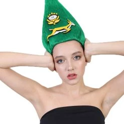 FLAGWIGS South Africa Flag Troll Wig | National Pride Green Sport Wig | Premium Breathable Capless Cap