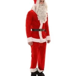 HPO Adult Men's Classic Santa Claus Suit Costume | Red Christmas Costume