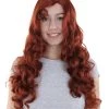 HPO Men's Womens Dark Auburn Seductress Style Wig | Long Wavy Cosplay Halloween Wig | Premium Breathable Capless Cap