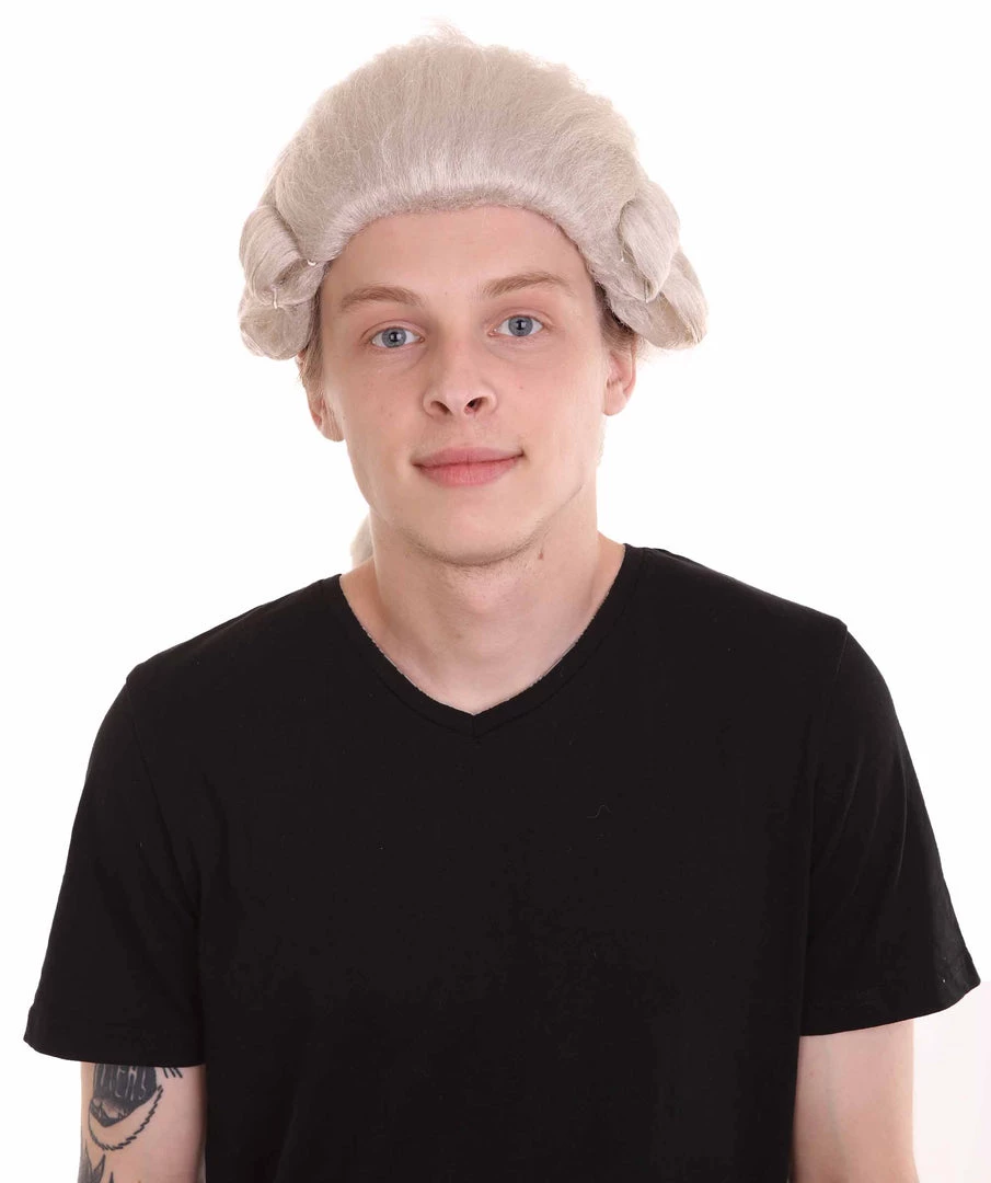 HPO Men's Colonial Short Men White Wig | Premium Breathable Capless Cap