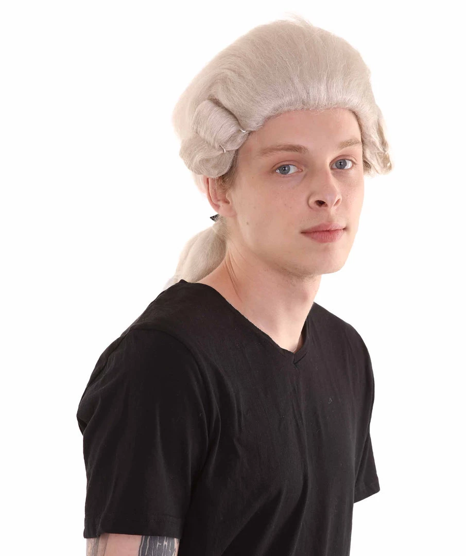 HPO Men's Colonial Short Men White Wig | Premium Breathable Capless Cap