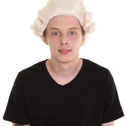 HPO Men's Mens Colonial Historical Judge Light Blonde Wig | Premium Breathable Capless Cap
