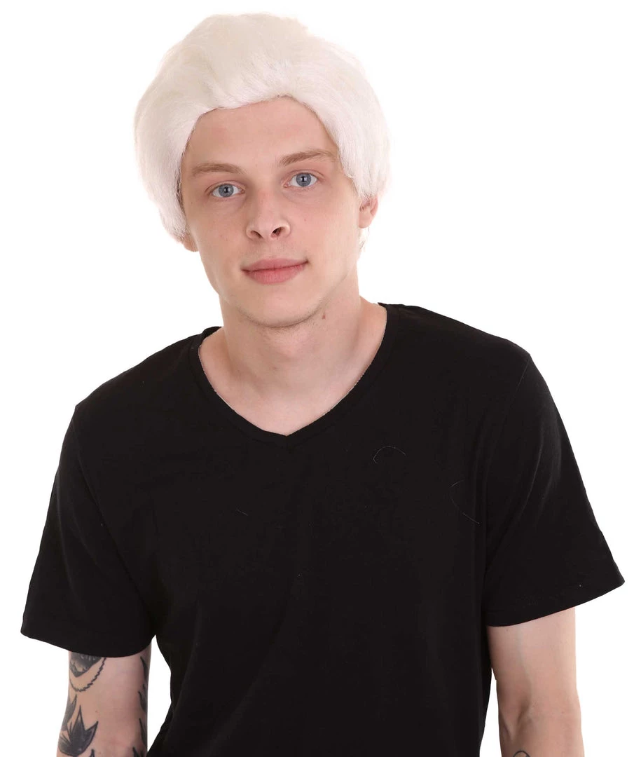 HPO Men's Colonial Short Men White Wig | Premium Breathable Capless Cap
