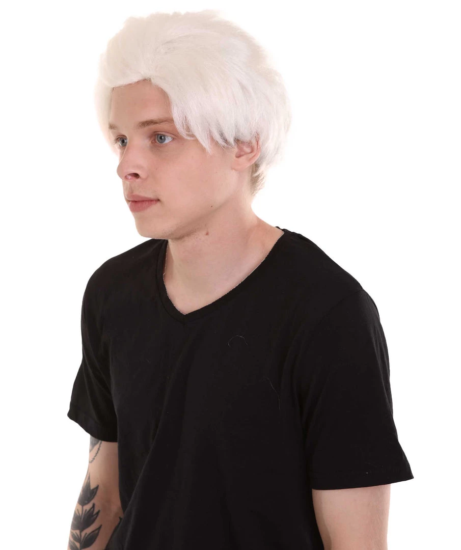 HPO Men's Colonial Short Men White Wig | Premium Breathable Capless Cap