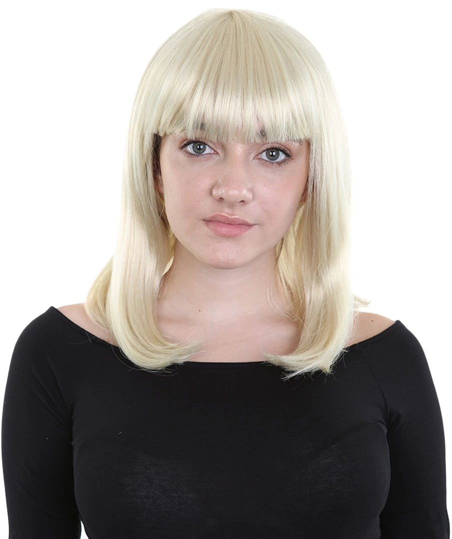 HPO Charm Sunny Blonde Womens Wig | Medium Glamour Cosplay Halloween Wig | Premium Breathable Capless Cap