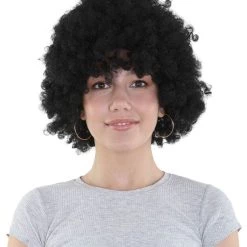 HPO Womens Black Afro Wig | Jumbo Super Size Cosplay Halloween Wig | Premium Breathable Capless Cap Men's