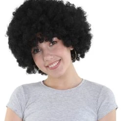 HPO Womens Black Afro Wig | Jumbo Super Size Cosplay Halloween Wig | Premium Breathable Capless Cap Men's