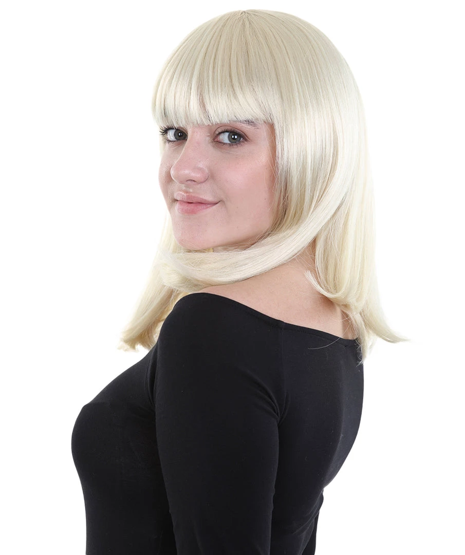 HPO Charm Sunny Blonde Womens Wig | Medium Glamour Cosplay Halloween Wig | Premium Breathable Capless Cap