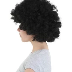 HPO Womens Black Afro Wig | Jumbo Super Size Cosplay Halloween Wig | Premium Breathable Capless Cap Men's