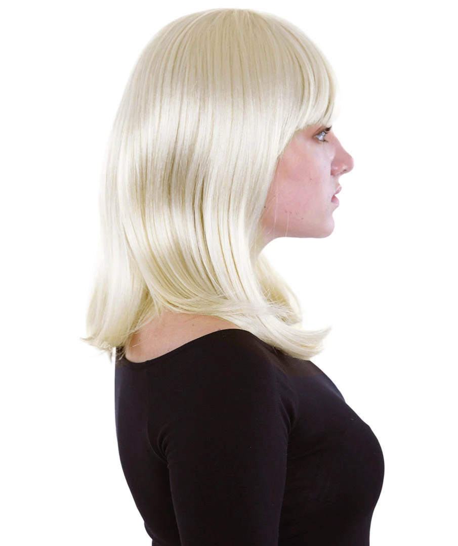 HPO Charm Sunny Blonde Womens Wig | Medium Glamour Cosplay Halloween Wig | Premium Breathable Capless Cap