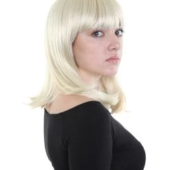 HPO Charm Sunny Blonde Womens Wig | Medium Glamour Cosplay Halloween Wig | Premium Breathable Capless Cap