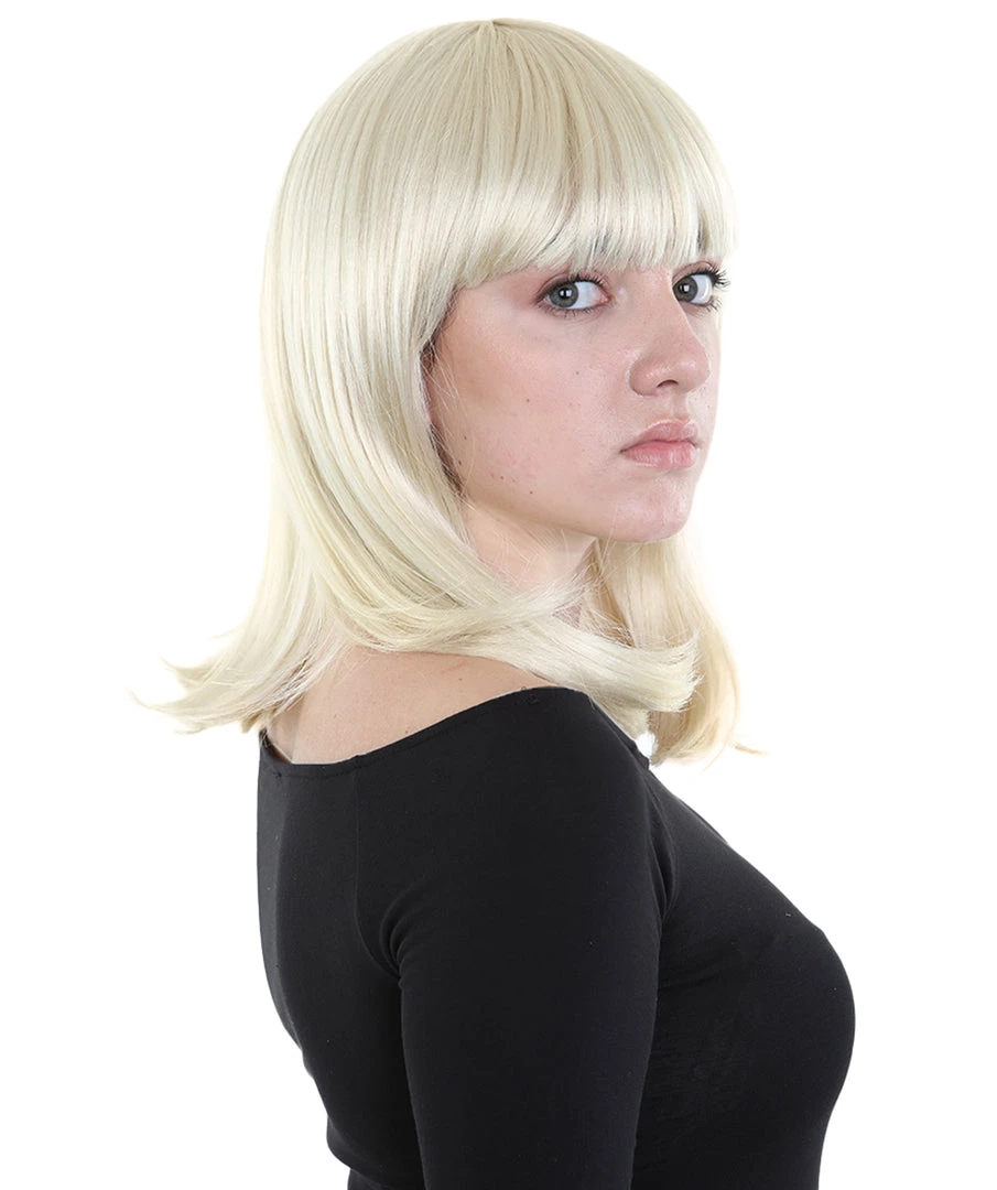 HPO Charm Sunny Blonde Womens Wig | Medium Glamour Cosplay Halloween Wig | Premium Breathable Capless Cap