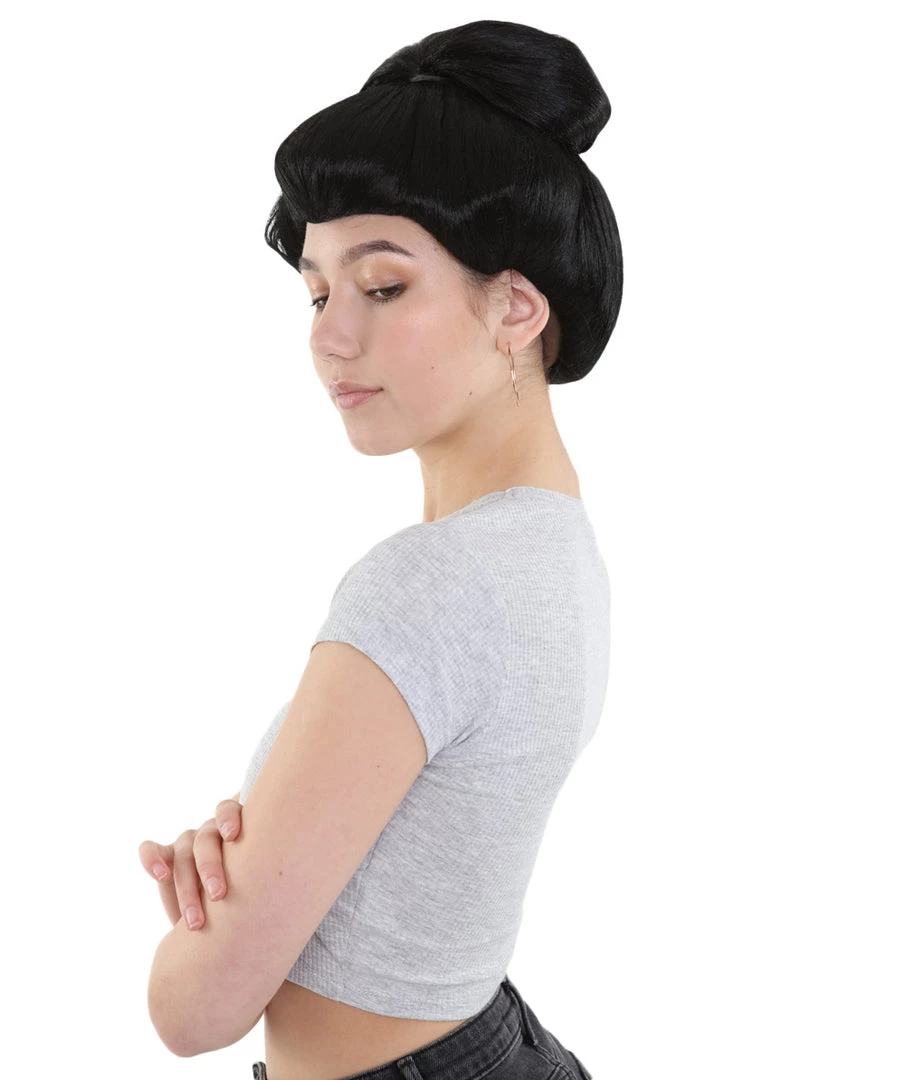 HPO Japanese Geisha Wig | Women's Black Wig | Premium Breathable Capless Cap