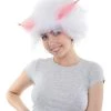 HPO Victoria, White Fluffy Cat Womens Wig With Pink Ears | Premium Breathable Capless Cap Women's