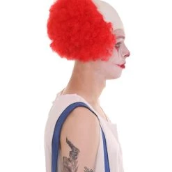 HPO Men's Half Bald Head Curly Men Wig, Black