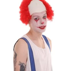 HPO Men's Half Bald Head Curly Men Wig, Black