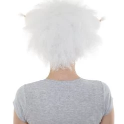 HPO Victoria, White Fluffy Cat Womens Wig With Pink Ears | Premium Breathable Capless Cap Women's