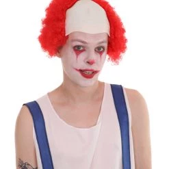 HPO Men's Half Bald Head Curly Men Wig, Black