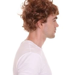 HPO Men's Short Length Curly Pop Rocker Wig | Brown Cosplay Wig | Premium Breathable Capless Cap