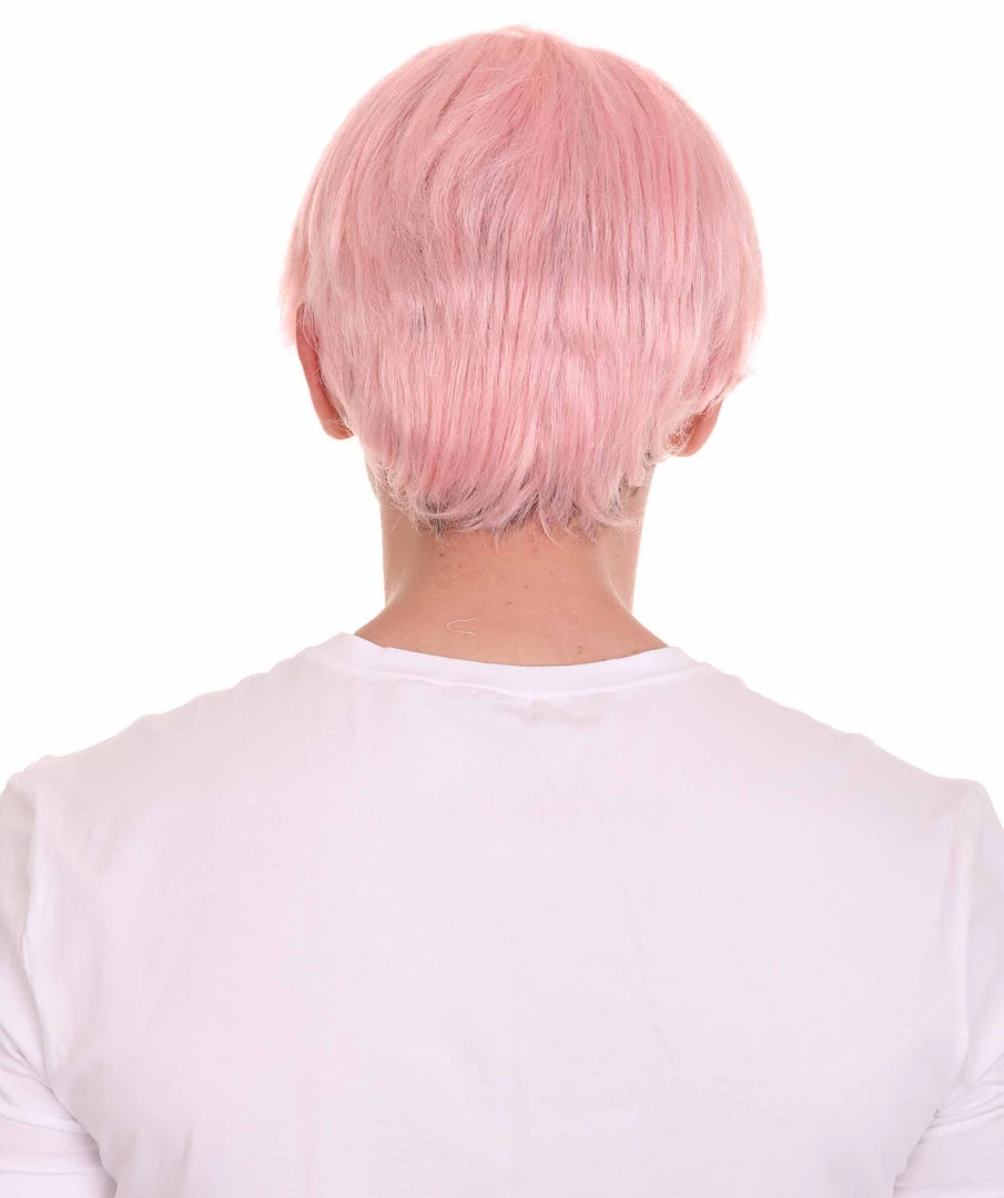 HPO K-Pop | Men's Short Straight Middle Part Pink K Pop Cosplay Wig | Premium Breathable Capless Cap