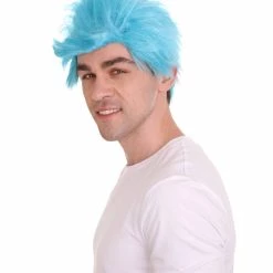 HPO Men's Ninja Computer Gamer Wig | Lt. Blue Cosplay Wig | Premium Breathable Capless Cap