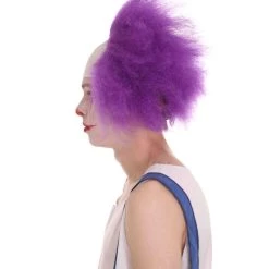 HPO Half Bald Head Men Curly Wig