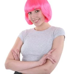 HPO Womens Pink Lady Bob Wig | Modern Bob Medium Cosplay Halloween Wig | Premium Breathable Capless Cap Men's