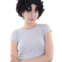 HPO Womens Ritzy Wig | Black Short Curly TV/Movie Wig | Premium Breathable Capless Cap Men's