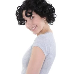 HPO Womens Ritzy Wig | Black Short Curly TV/Movie Wig | Premium Breathable Capless Cap Men's