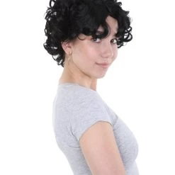 HPO Womens Ritzy Wig | Black Short Curly TV/Movie Wig | Premium Breathable Capless Cap Men's