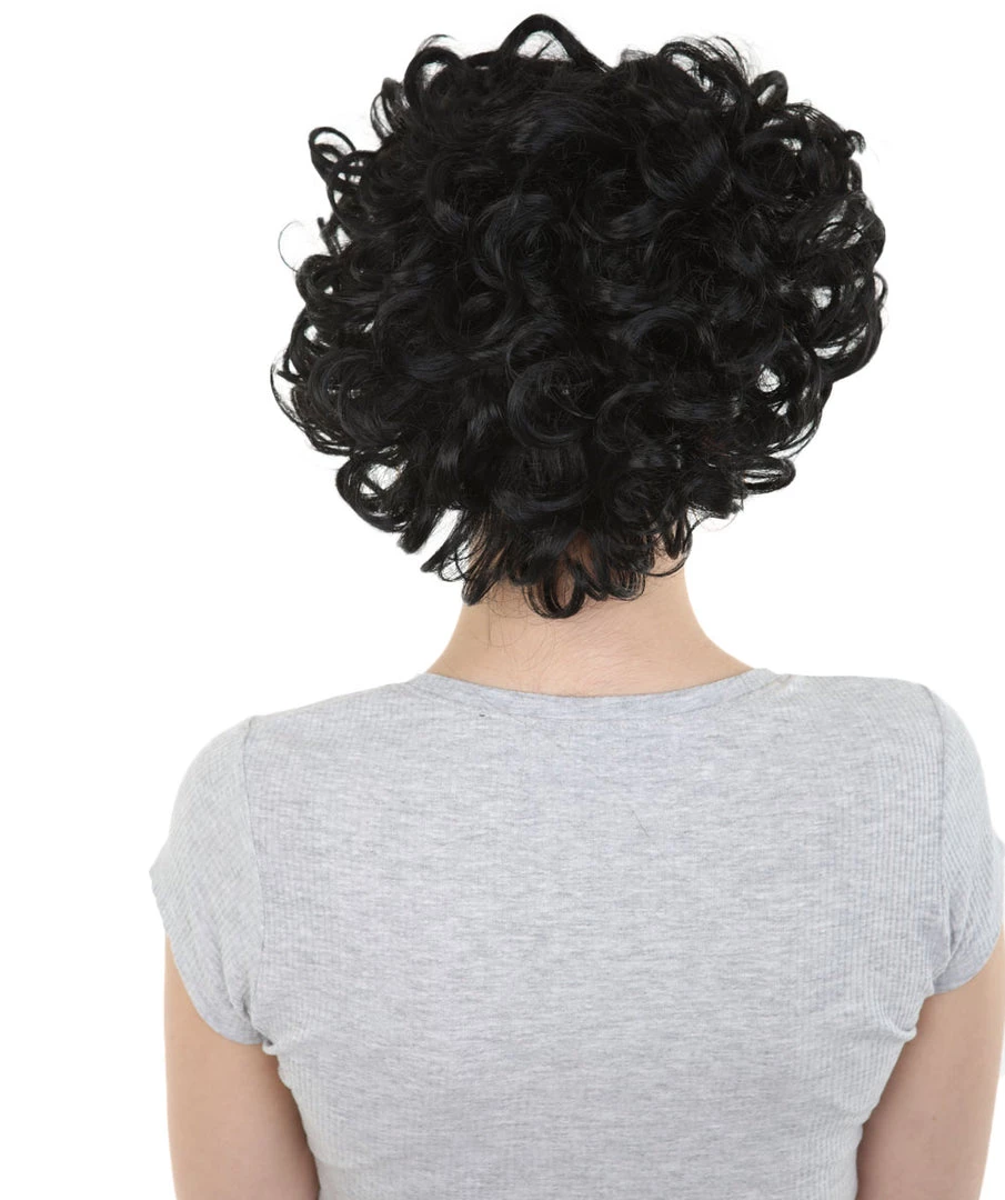 HPO Womens Ritzy Wig | Black Short Curly TV/Movie Wig | Premium Breathable Capless Cap Men's